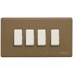 Placca 4 posti in alluminio color bronzo BTicino 504/4/BR Magic